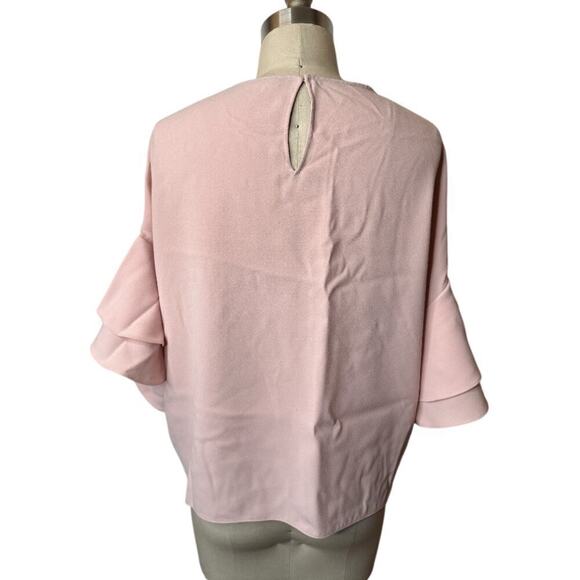 Zara Pink Pink Flounce Short Sleeve Loose Fit Blouse Women's Size L - Picture 4 of 6